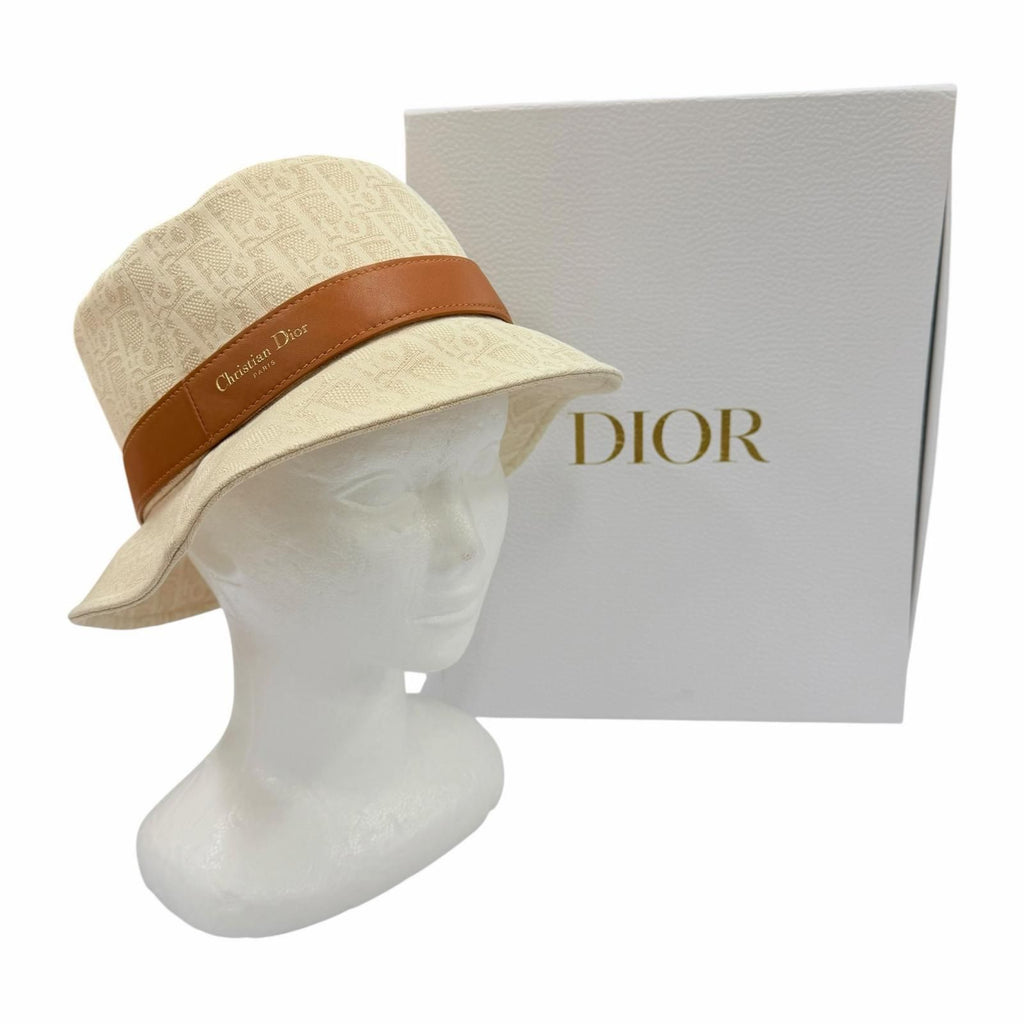 Dior Teddy-d Oblique Bob Hat Cotton 100% Leather Hat 58 — view 2