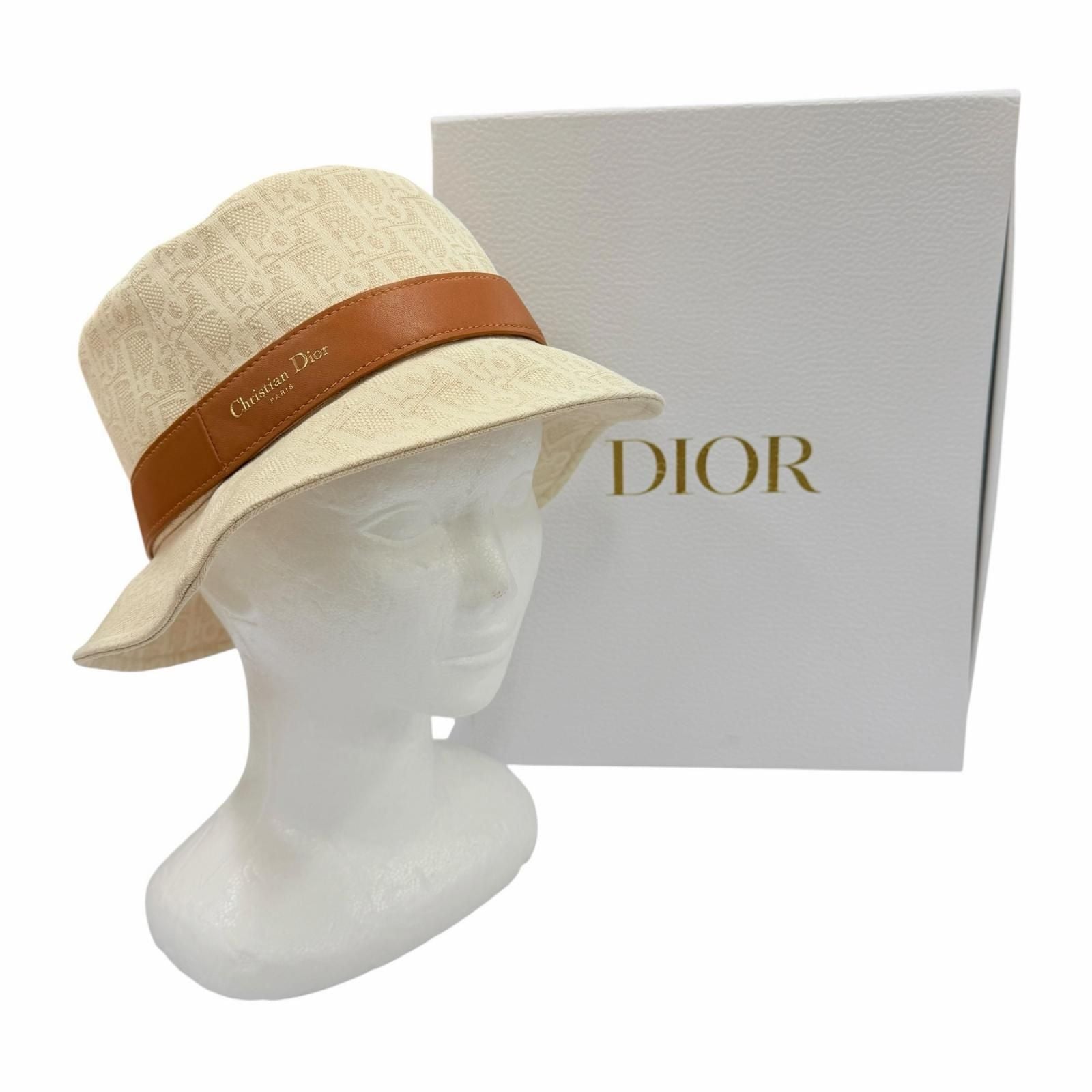 Dior Teddy-d Oblique Bob Hat Cotton 100% Leather Hat 58 — view 2