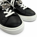 Hermes Day Silver Kelly Buckle Lace Up Leather Low Cut Sneakers Black — view 7