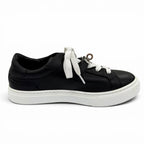 Hermes Day Silver Kelly Buckle Lace Up Leather Low Cut Sneakers Black — view 5