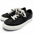 Hermes Day Silver Kelly Buckle Lace Up Leather Low Cut Sneakers Black