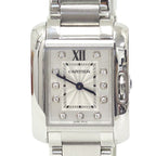 Cartier Watch Tank en Gray SM Diamond SS Quartz Silver Dial Polished
