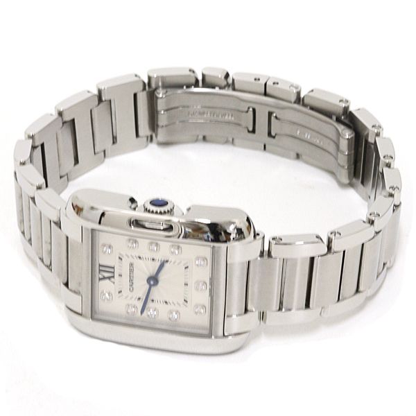 Cartier Watch Tank en Gray SM Diamond SS Quartz Silver Dial Polished — view 3