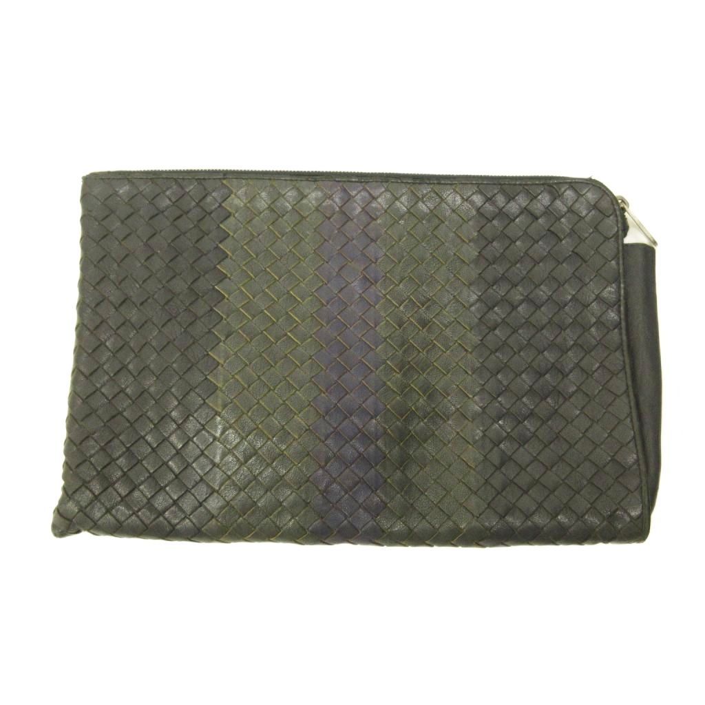 Bottega Veneta Intrecciato Clutch Second Line Leather Black