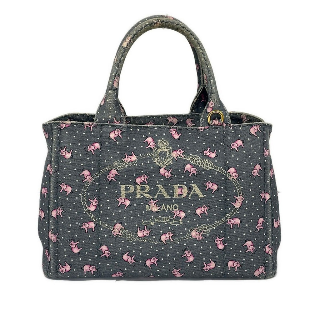 Prada Tote Canapa Gray Pink White Elephant