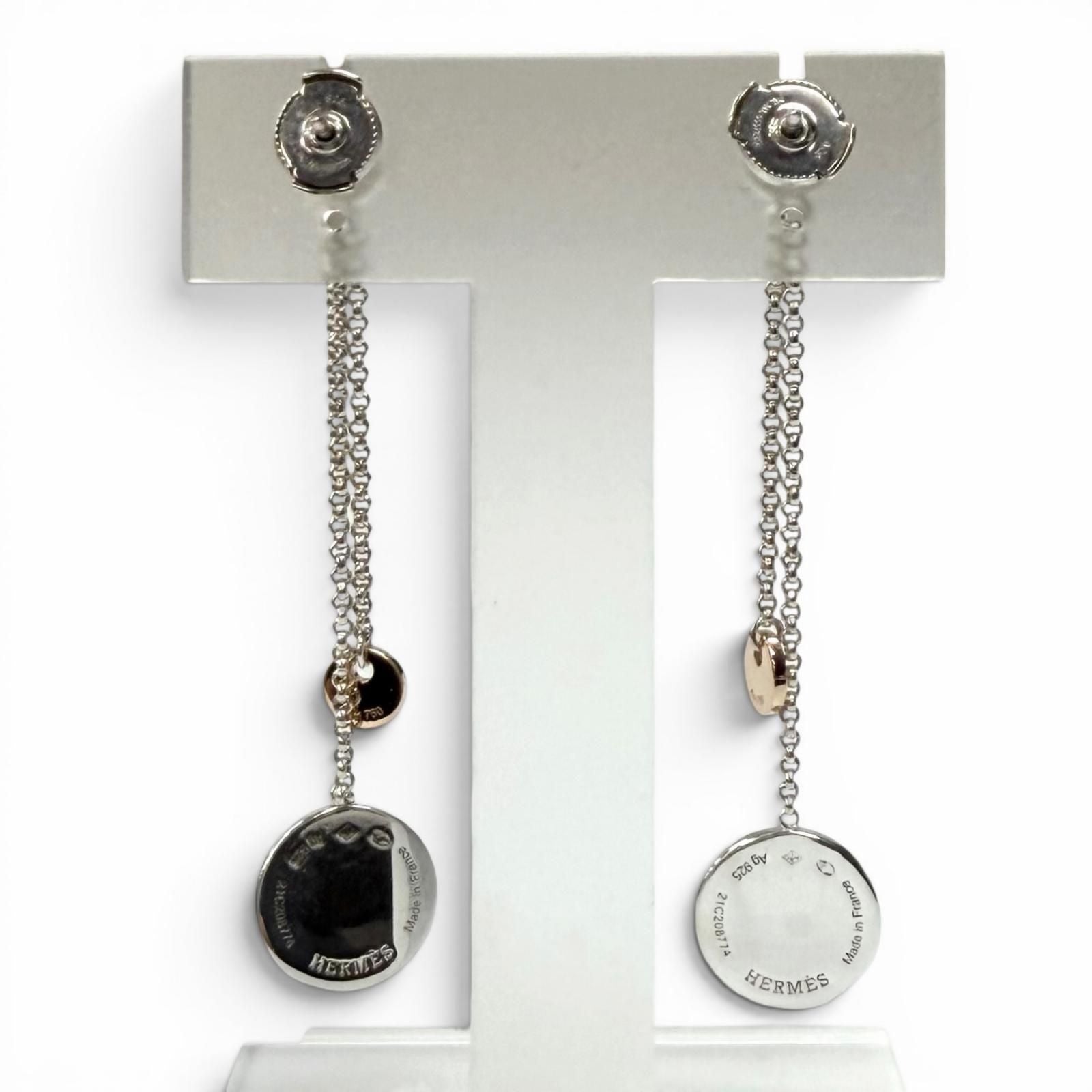 Hermes Exlibris PM Earrings Silver Gold — view 4