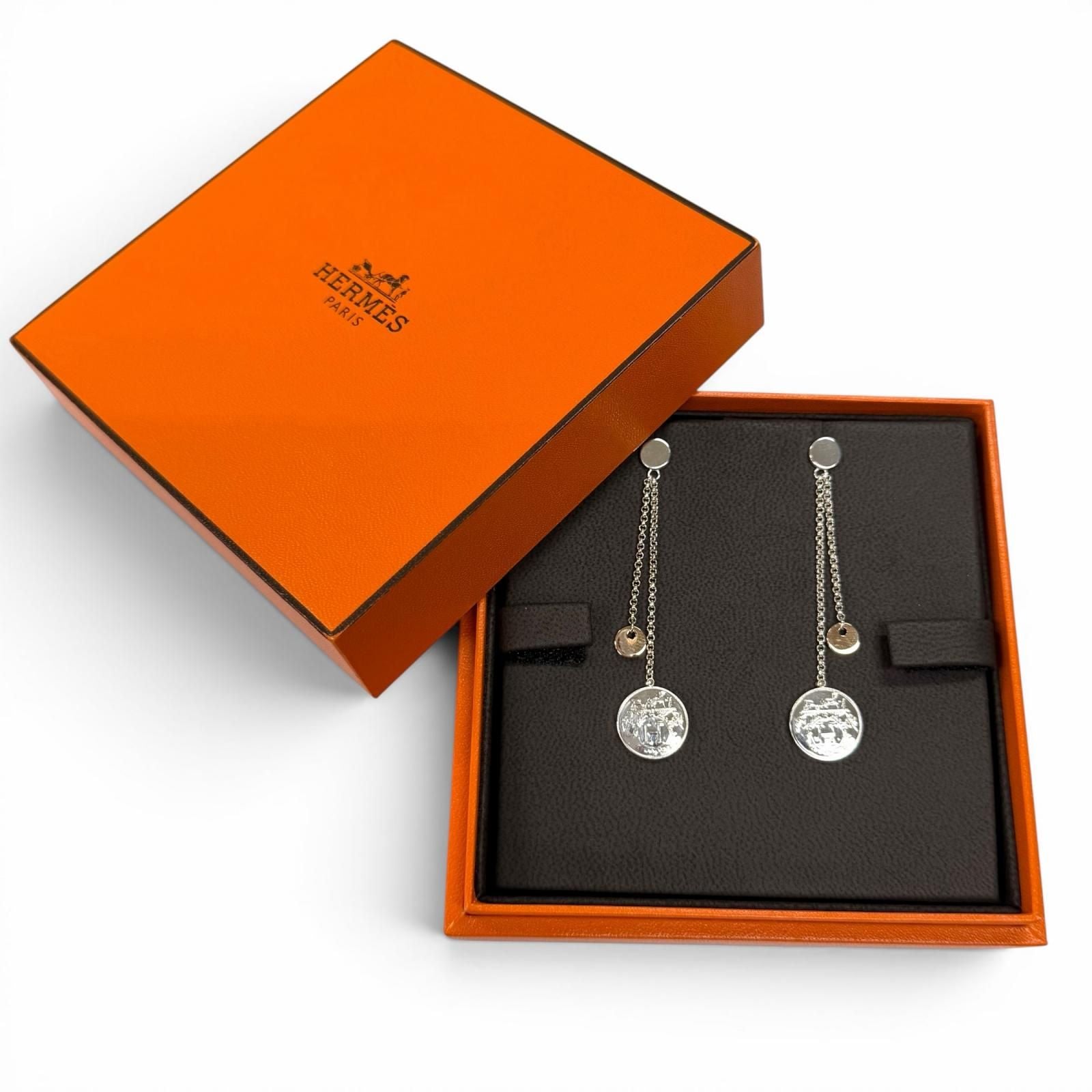 Hermes Exlibris PM Earrings Silver Gold — view 2