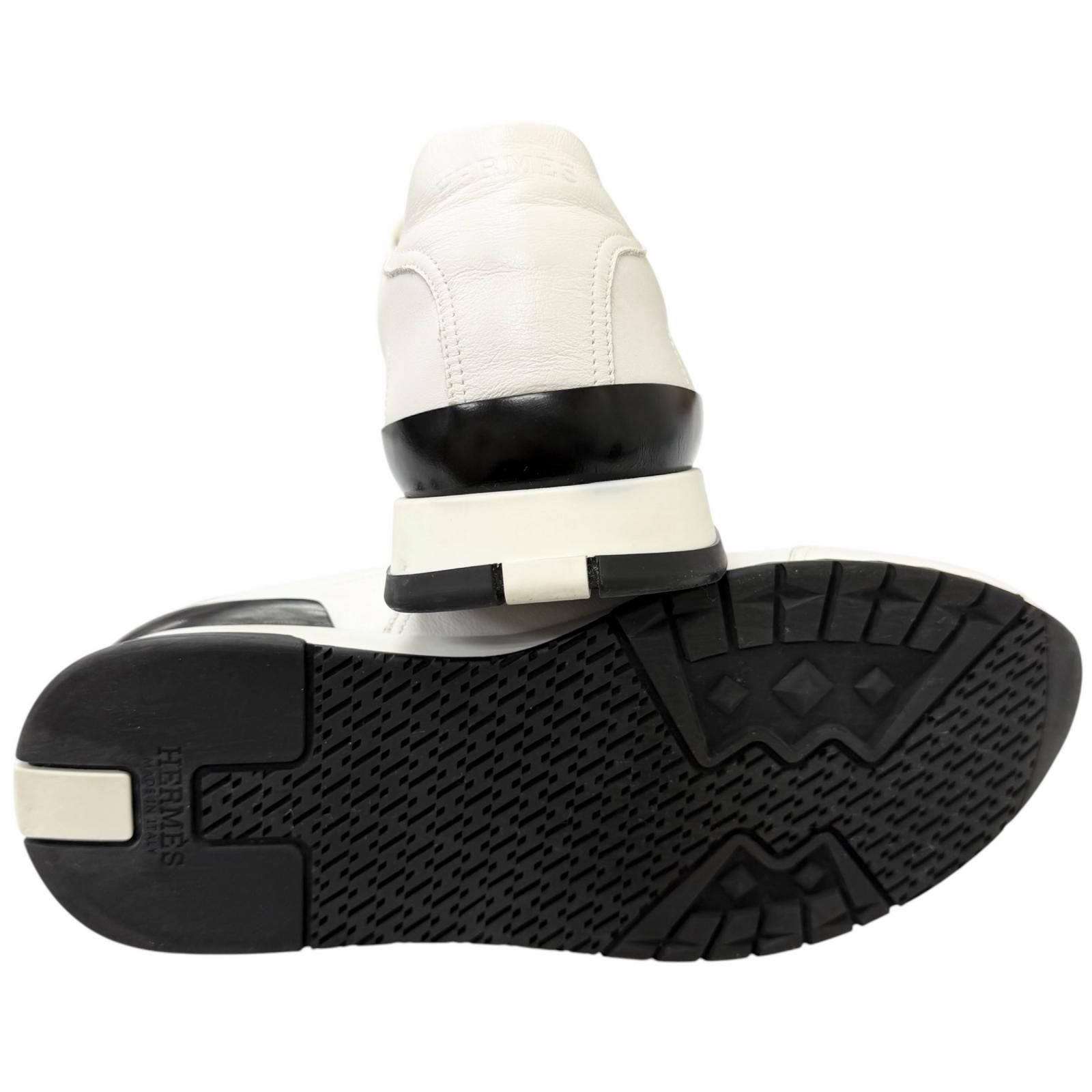 Hermes Trail Leather Logo Lace Up Low Cut Sneakers White 40.5 Recommended — view 4