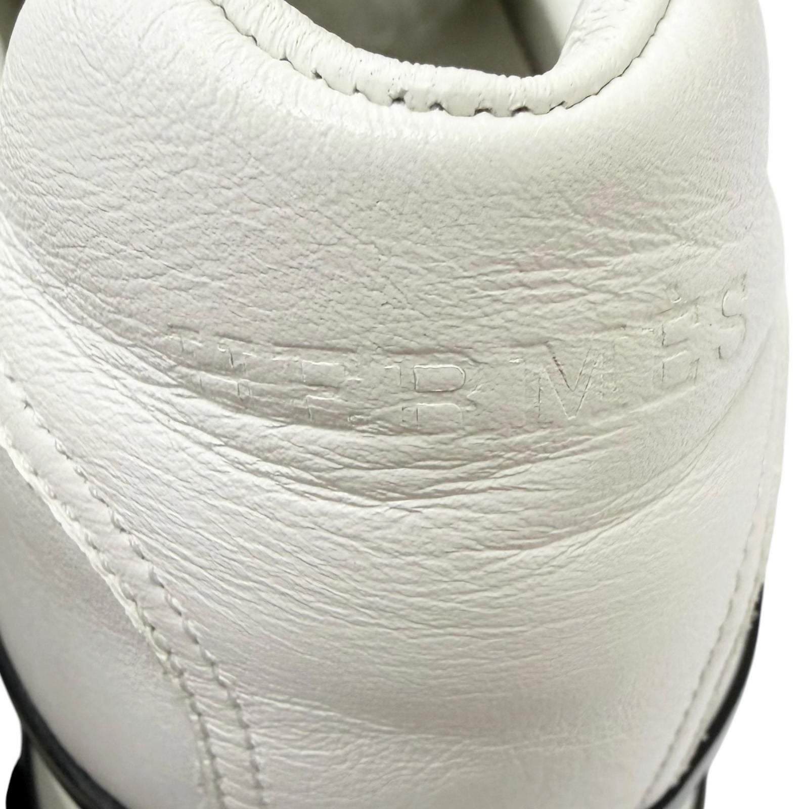 Hermes Trail Leather Logo Lace Up Low Cut Sneakers White 40.5 Recommended — view 7