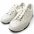 Hermes Trail Leather Logo Lace Up Low Cut Sneakers White 40.5 Recommended