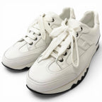 Hermes Trail Leather Logo Lace Up Low Cut Sneakers White 40.5 Recommended