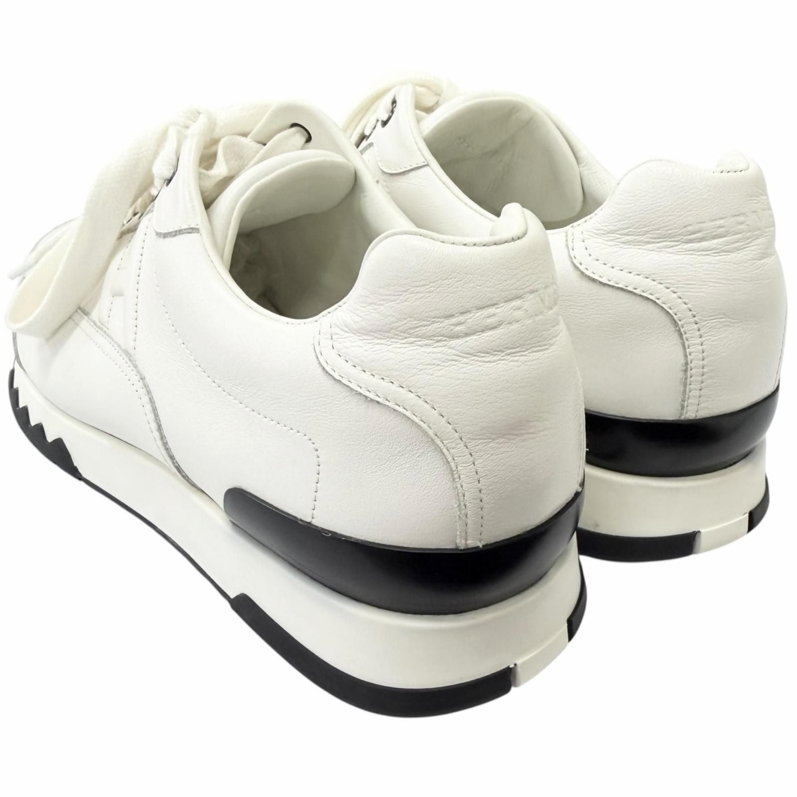 Hermes Trail Leather Logo Lace Up Low Cut Sneakers White 40.5 Recommended — view 5