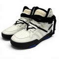 Saint Laurent Smith Logo Embroidered Lace Up Leather High Cut Sneakers White