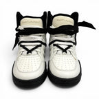 Saint Laurent Smith Logo Embroidered Lace Up Leather High Cut Sneakers White — view 4