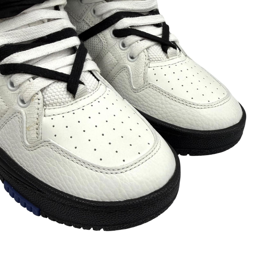 Saint Laurent Smith Logo Embroidered Lace Up Leather High Cut Sneakers White — view 8