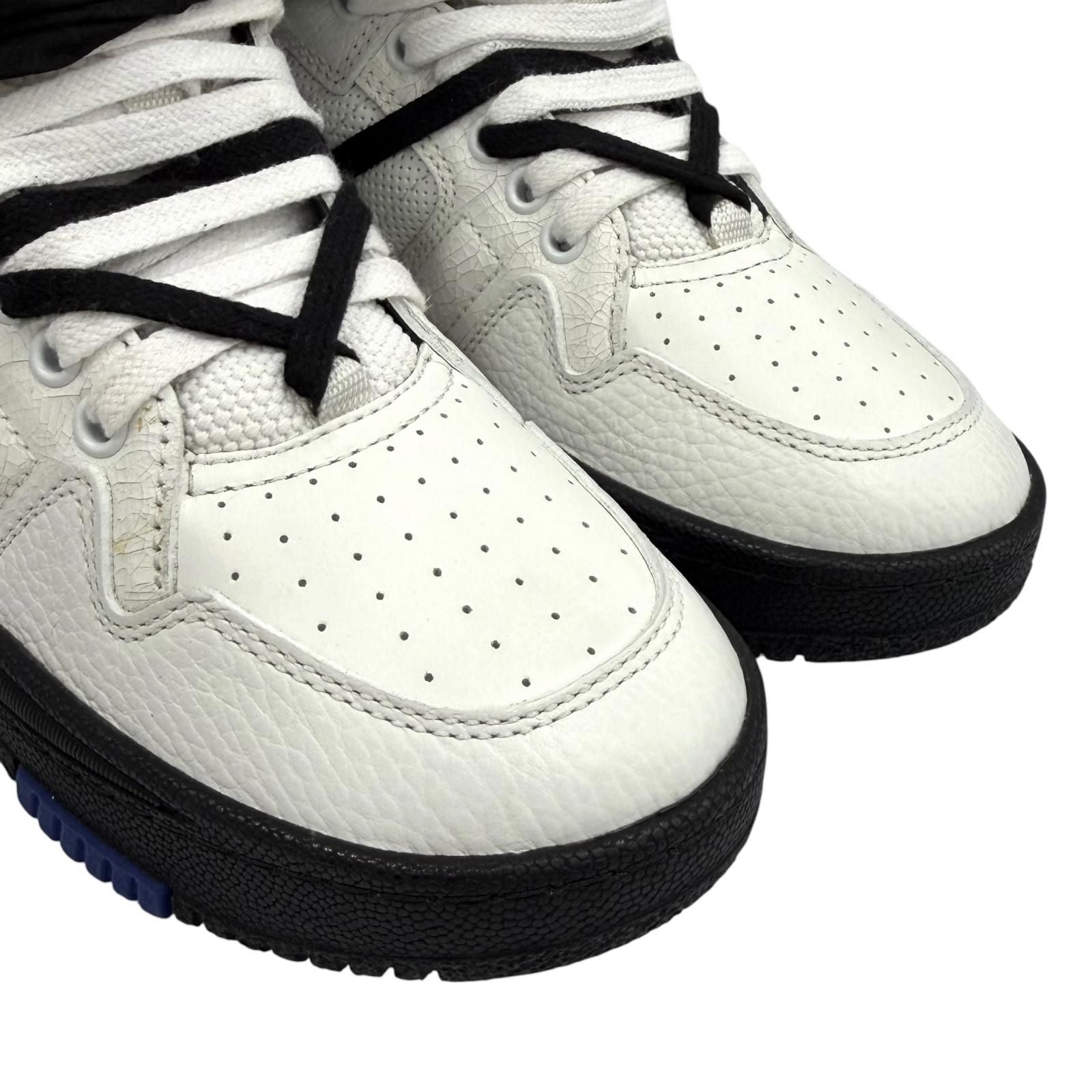 Saint Laurent Smith Logo Embroidered Lace Up Leather High Cut Sneakers White — view 8