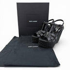 Saint Laurent Tribute Tweediso le Espadri Leather Sandals Black — view 2