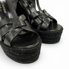 Saint Laurent Tribute Tweediso le Espadri Leather Sandals Black — view 8