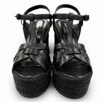 Saint Laurent Tribute Tweediso le Espadri Leather Sandals Black — view 4
