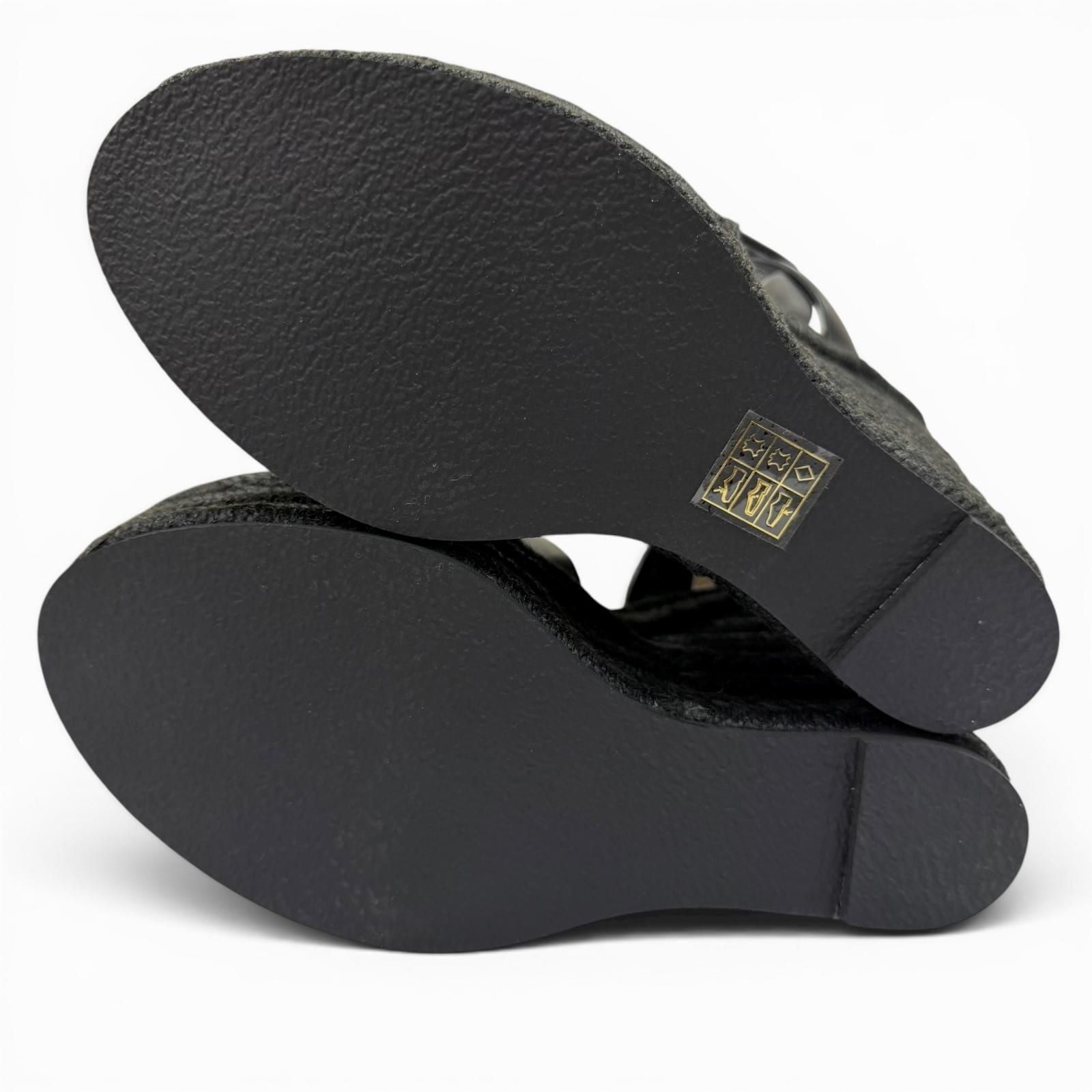 Saint Laurent Tribute Tweediso le Espadri Leather Sandals Black — view 7