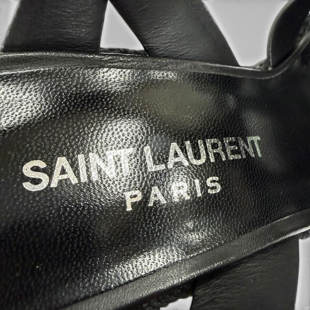 Saint Laurent Tribute Tweediso le Espadri Leather Sandals Black — view 9