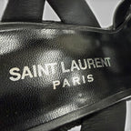 Saint Laurent Tribute Tweediso le Espadri Leather Sandals Black — view 9