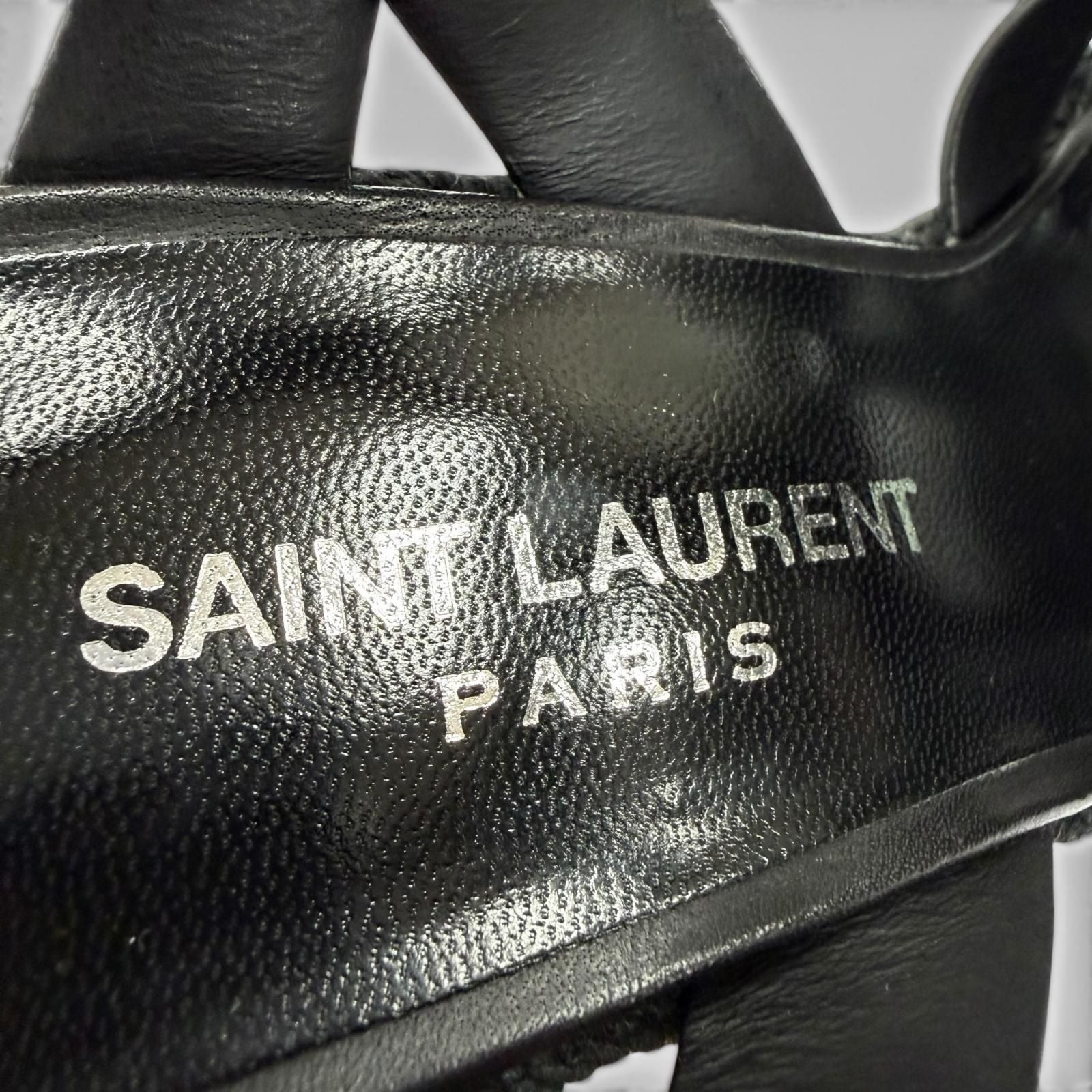 Saint Laurent Tribute Tweediso le Espadri Leather Sandals Black — view 9