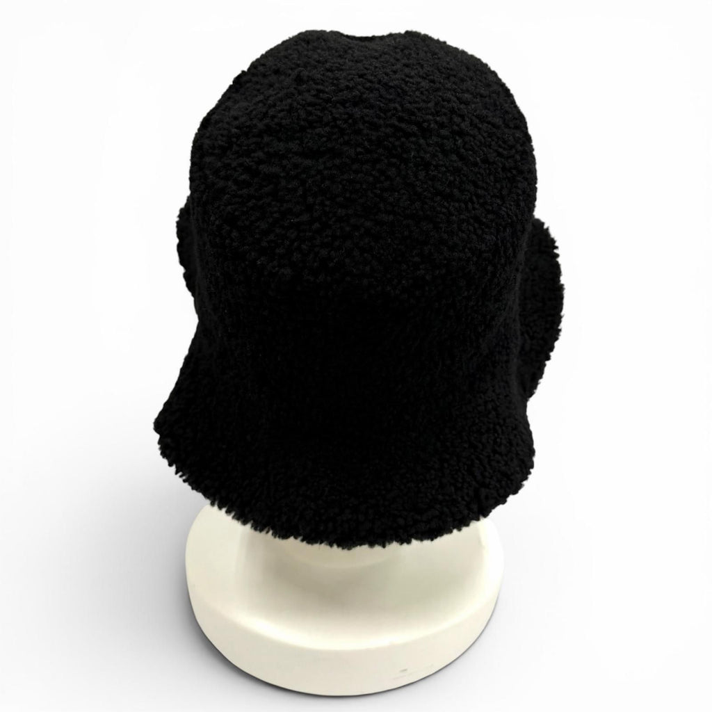 Hermes Faux Vue Clou de Selle Patch Merino Shearling Bucket Hat Black 57 — view 4
