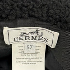 Hermes Faux Vue Clou de Selle Patch Merino Shearling Bucket Hat Black 57 — view 7