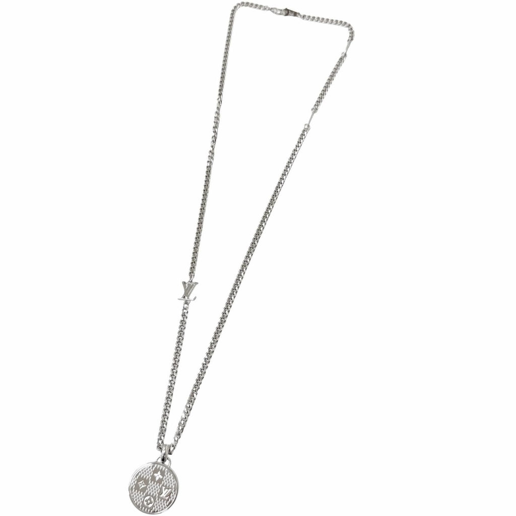 Louis Vuitton Pendant Damier Staple Necklace Silver — view 5