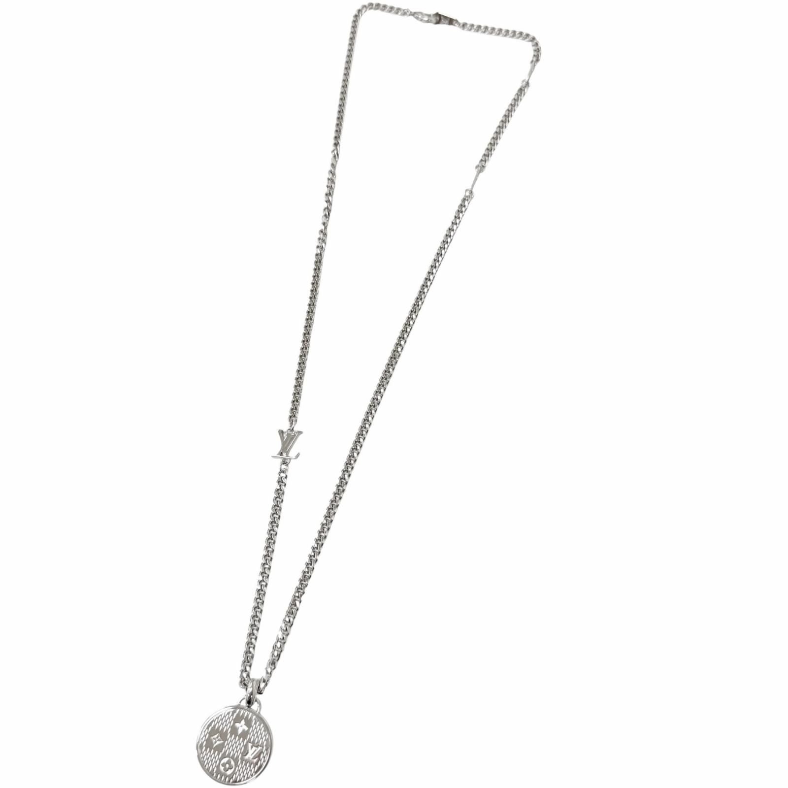 Louis Vuitton Pendant Damier Staple Necklace Silver — view 5