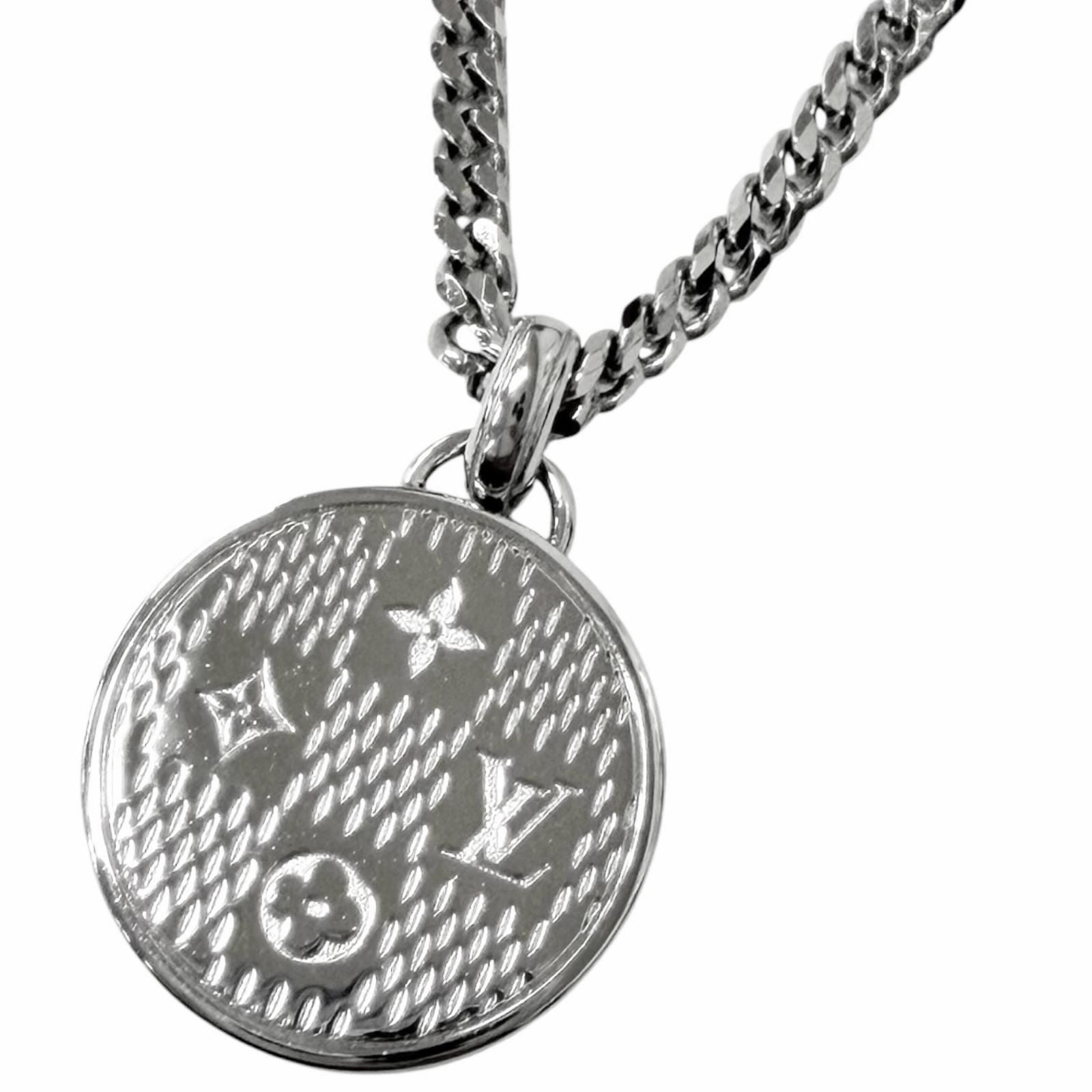 Louis Vuitton Pendant Damier Staple Necklace Silver