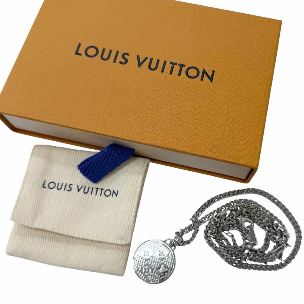 Louis Vuitton Pendant Damier Staple Necklace Silver — view 2