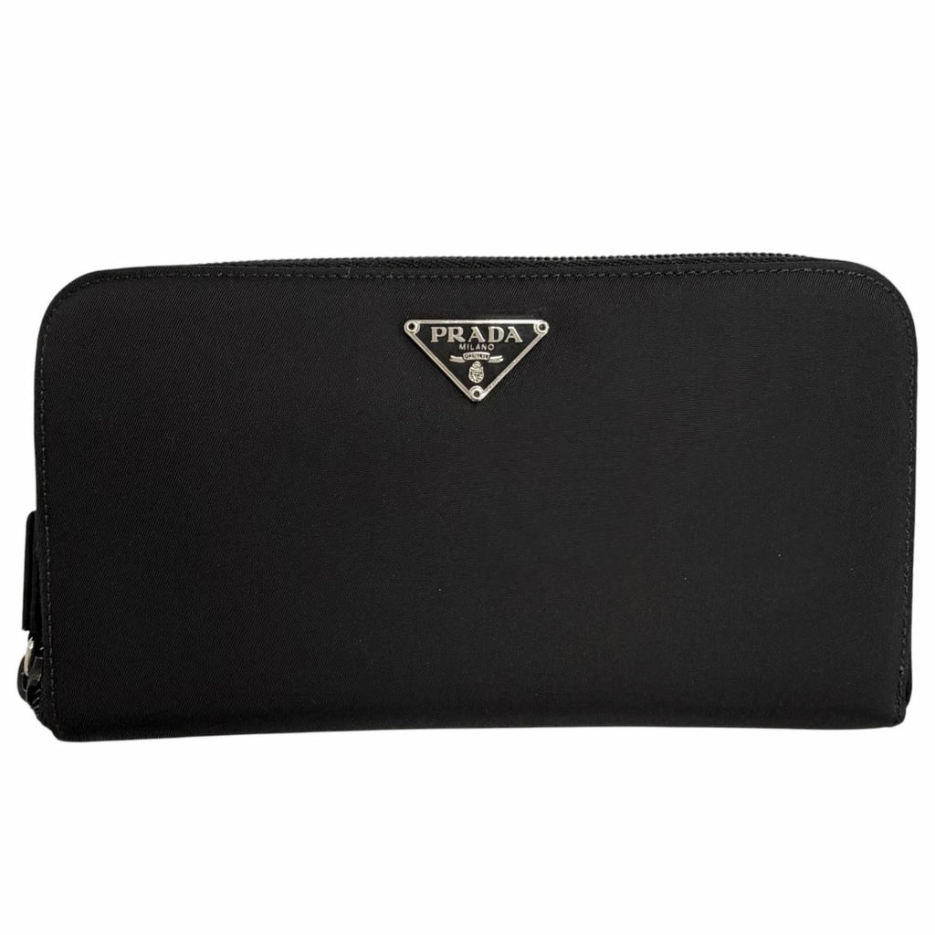 Prada Tessuto Nylon Zip Around Wallet Black