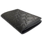 Gucci GG Emblem Card Case Leather Guccissima Bifold Business Holder Black — view 3