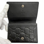 Gucci GG Emblem Card Case Leather Guccissima Bifold Business Holder Black — view 5