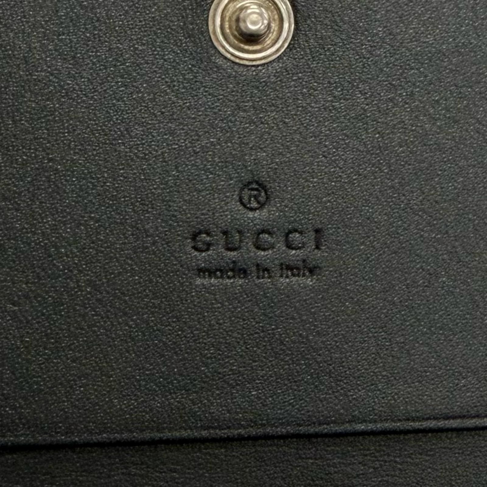 Gucci GG Emblem Card Case Leather Guccissima Bifold Business Holder Black — view 7