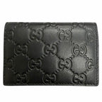 Gucci GG Emblem Card Case Leather Guccissima Bifold Business Holder Black