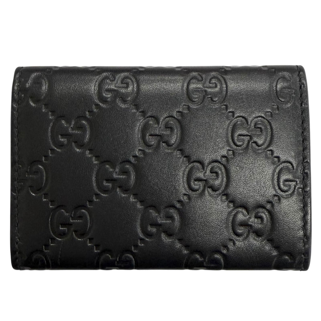 Gucci GG Emblem Card Case Leather Guccissima Bifold Business Holder Black — view 2