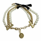 Dior Montaigne 30 Toronto Ribbon Logo Faux Pearl Bracelet Gold — view 3