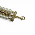 Dior Montaigne 30 Toronto Ribbon Logo Faux Pearl Bracelet Gold — view 6