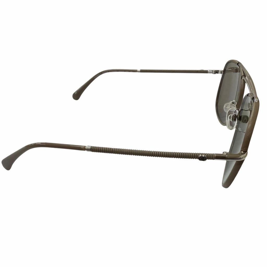 Chanel CC Logo Mirror with Leather Lens Avier Ta Sunglasses Gray Jew 55 Eyewear — view 4