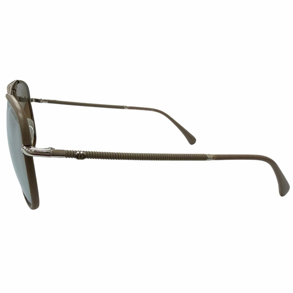 Chanel CC Logo Mirror with Leather Lens Avier Ta Sunglasses Gray Jew 55 Eyewear — view 3