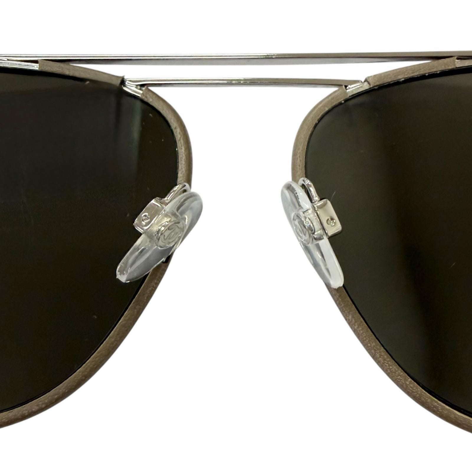 Chanel CC Logo Mirror with Leather Lens Avier Ta Sunglasses Gray Jew 55 Eyewear — view 6