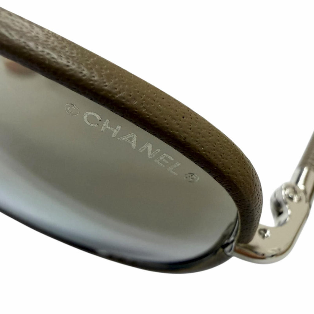 Chanel CC Logo Mirror with Leather Lens Avier Ta Sunglasses Gray Jew 55 Eyewear — view 8