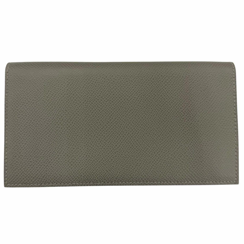 Hermes Citizen Twill Long Veau Epsom Grime Silver Wallet