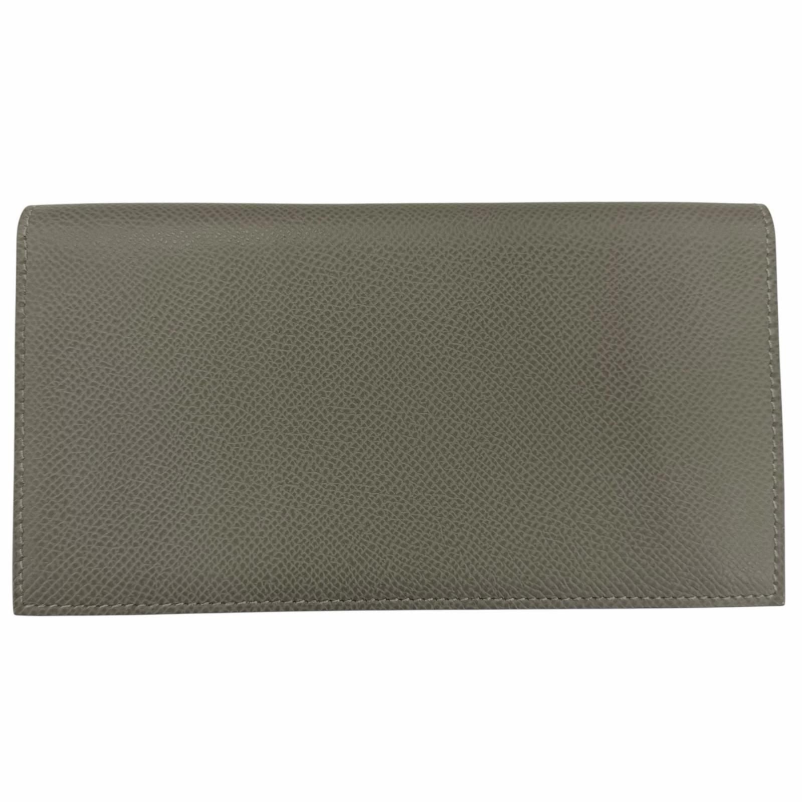 Hermes Citizen Twill Long Veau Epsom Grime Silver Wallet