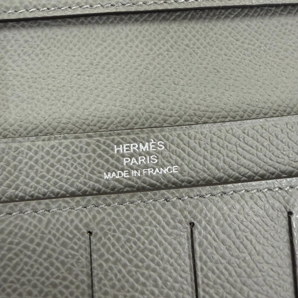Hermes Citizen Twill Long Veau Epsom Grime Silver Wallet — view 8