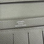Hermes Citizen Twill Long Veau Epsom Grime Silver Wallet — view 8