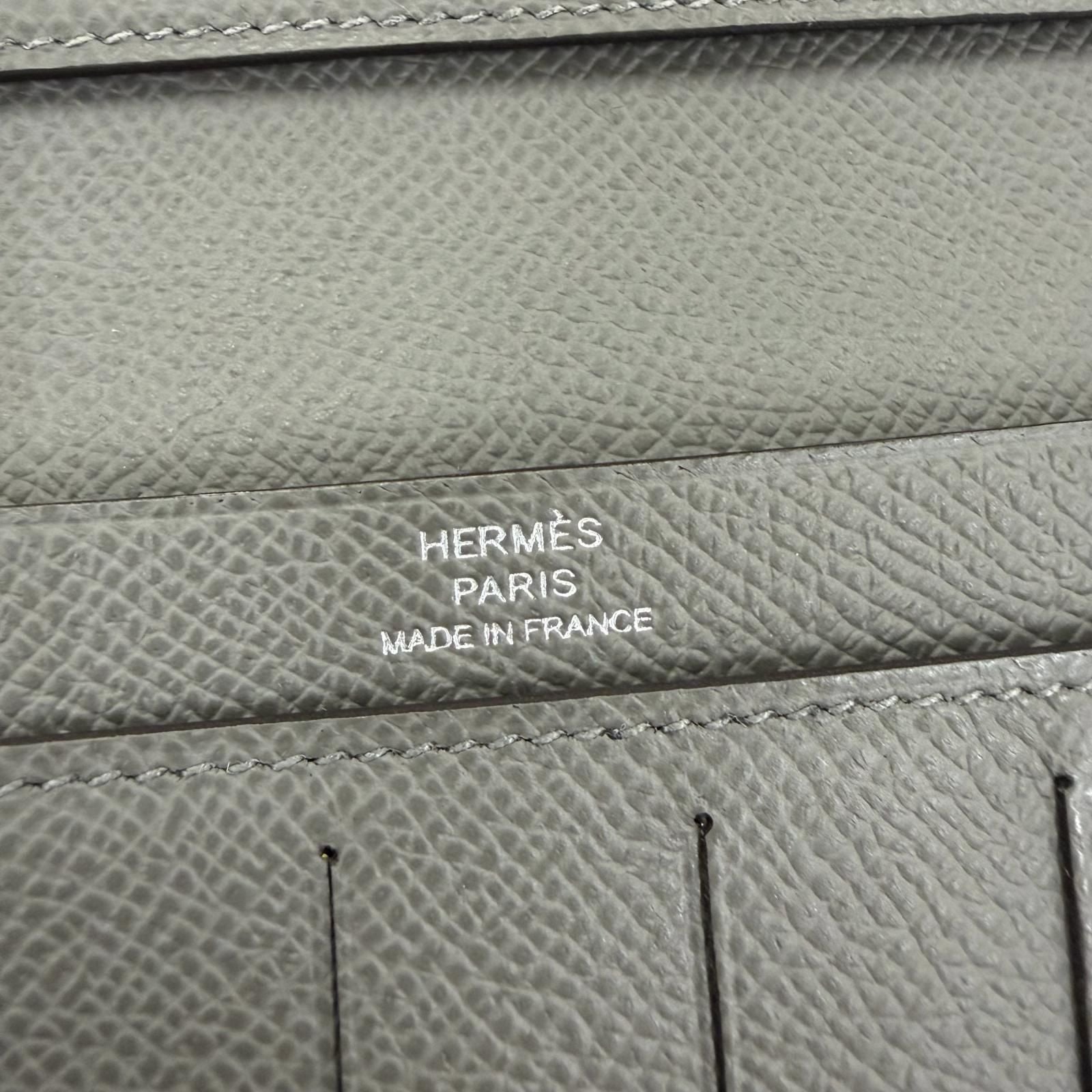 Hermes Citizen Twill Long Veau Epsom Grime Silver Wallet — view 8